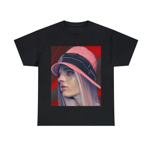 LADY IN PINK HAT - Airt on a Shirt - Unisex Heavy Cotton Tee - AUS