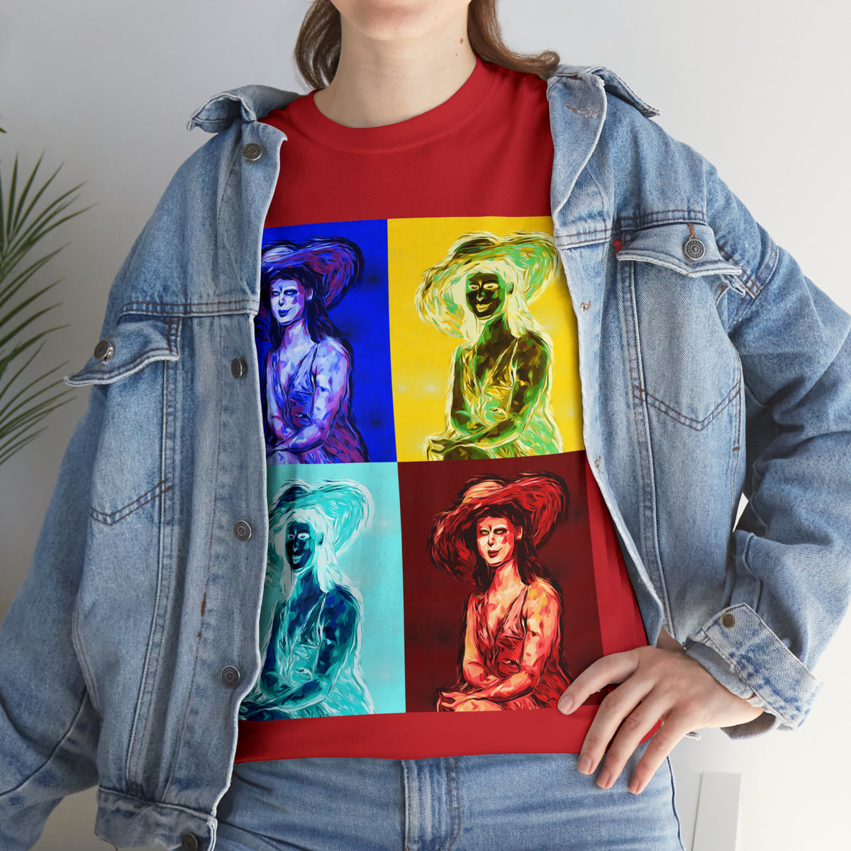 LADY IN SUN HAT (a Warhol Interpretation) - Airt on a Shirt - Unisex Heavy Cotton Tee - AUS