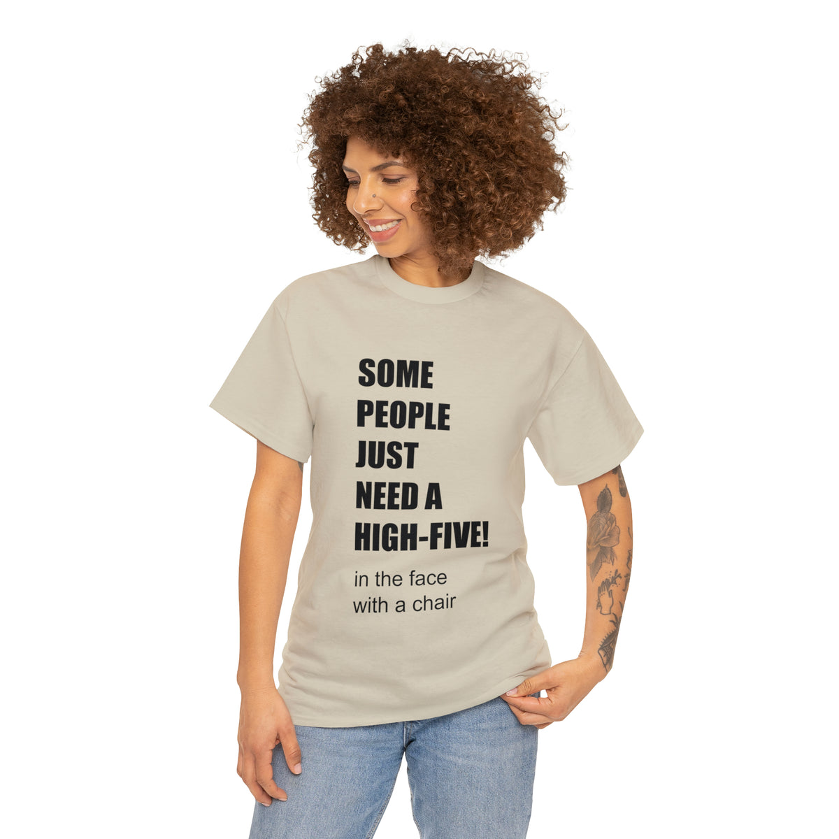 SOME PEOPLE NEED A HIGH-FIVE - Unisex Heavy Cotton Tee - AUS