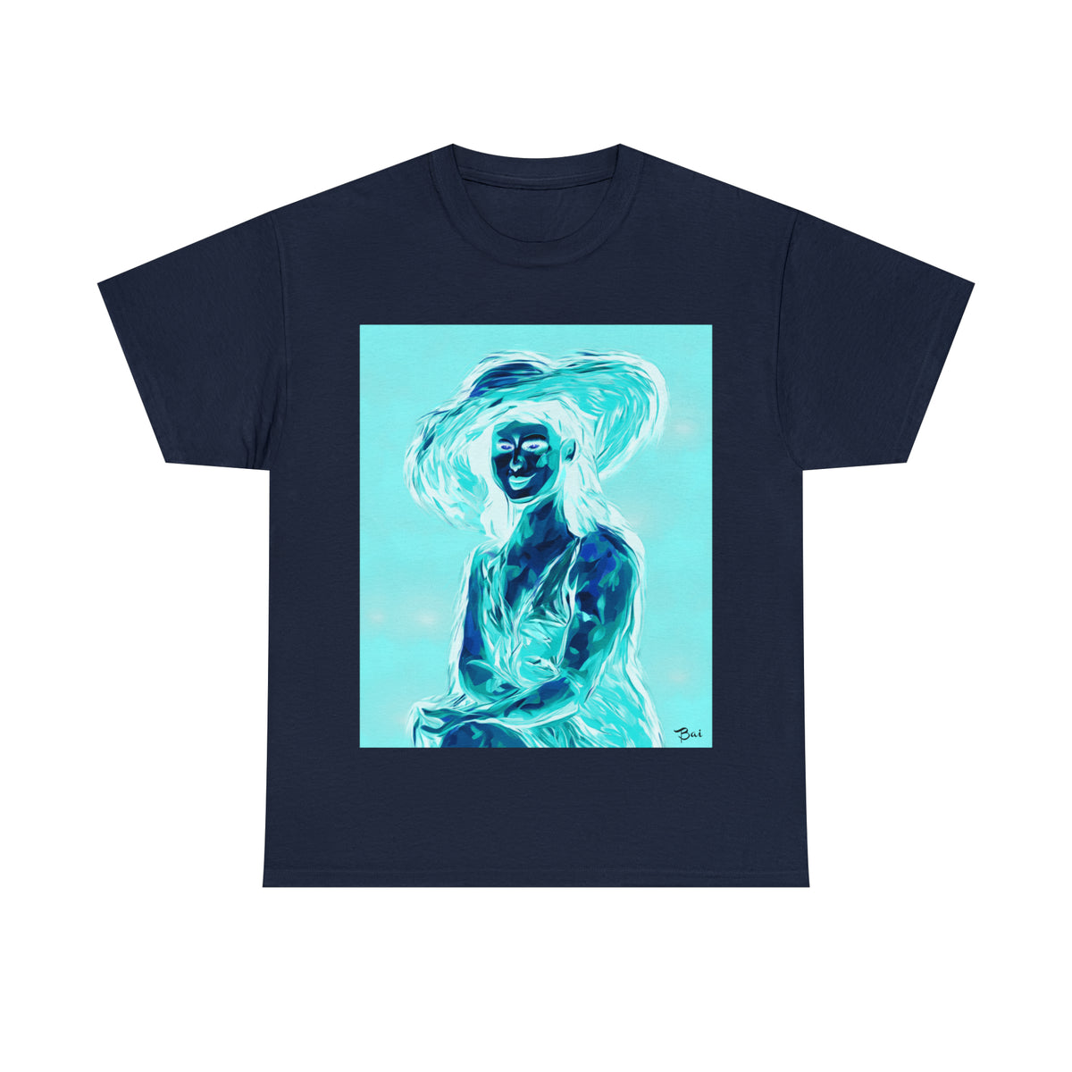 LADY IN SUN HAT (an Inversion in Red) - Airt on a Shirt  - Unisex Heavy Cotton Tee - AUS
