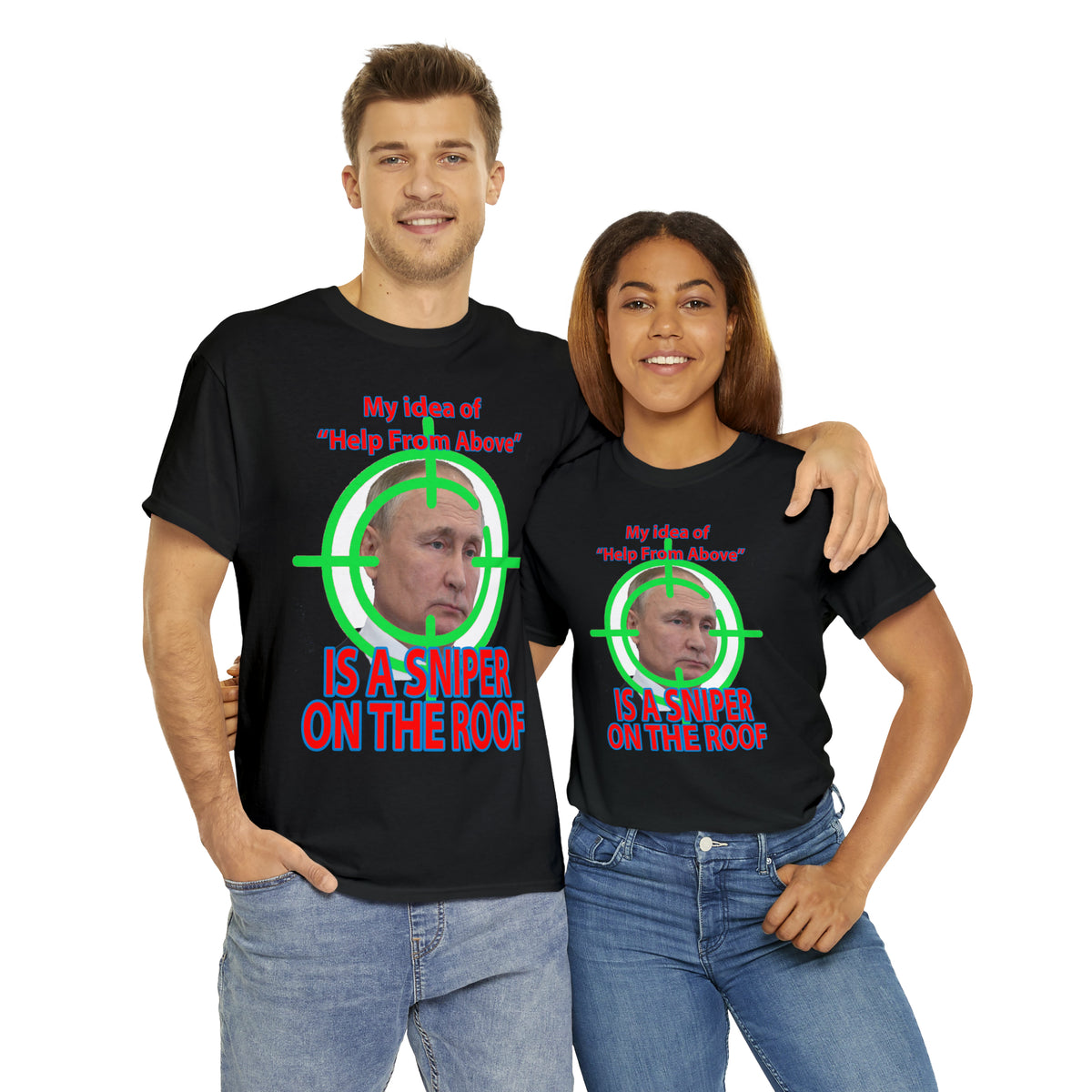 Help from Above SNIPER ON THE ROOF - Funny Unisex Heavy Cotton Tee - USA