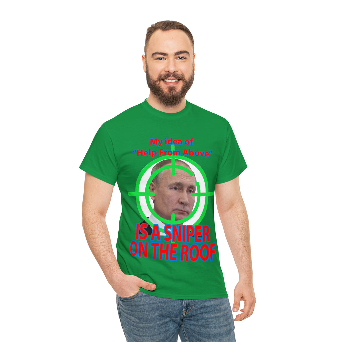 Help from Above SNIPER ON THE ROOF - Funny Unisex Heavy Cotton Tee - AUS