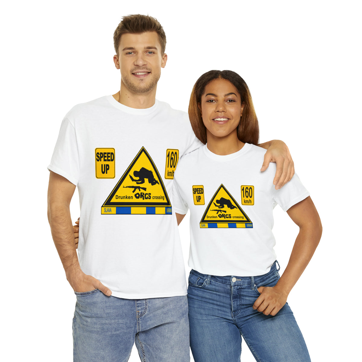 DRU**** ORCS CROSSING - 160 Km/h/SPEED UP - Unisex Heavy Cotton Tee - AUS