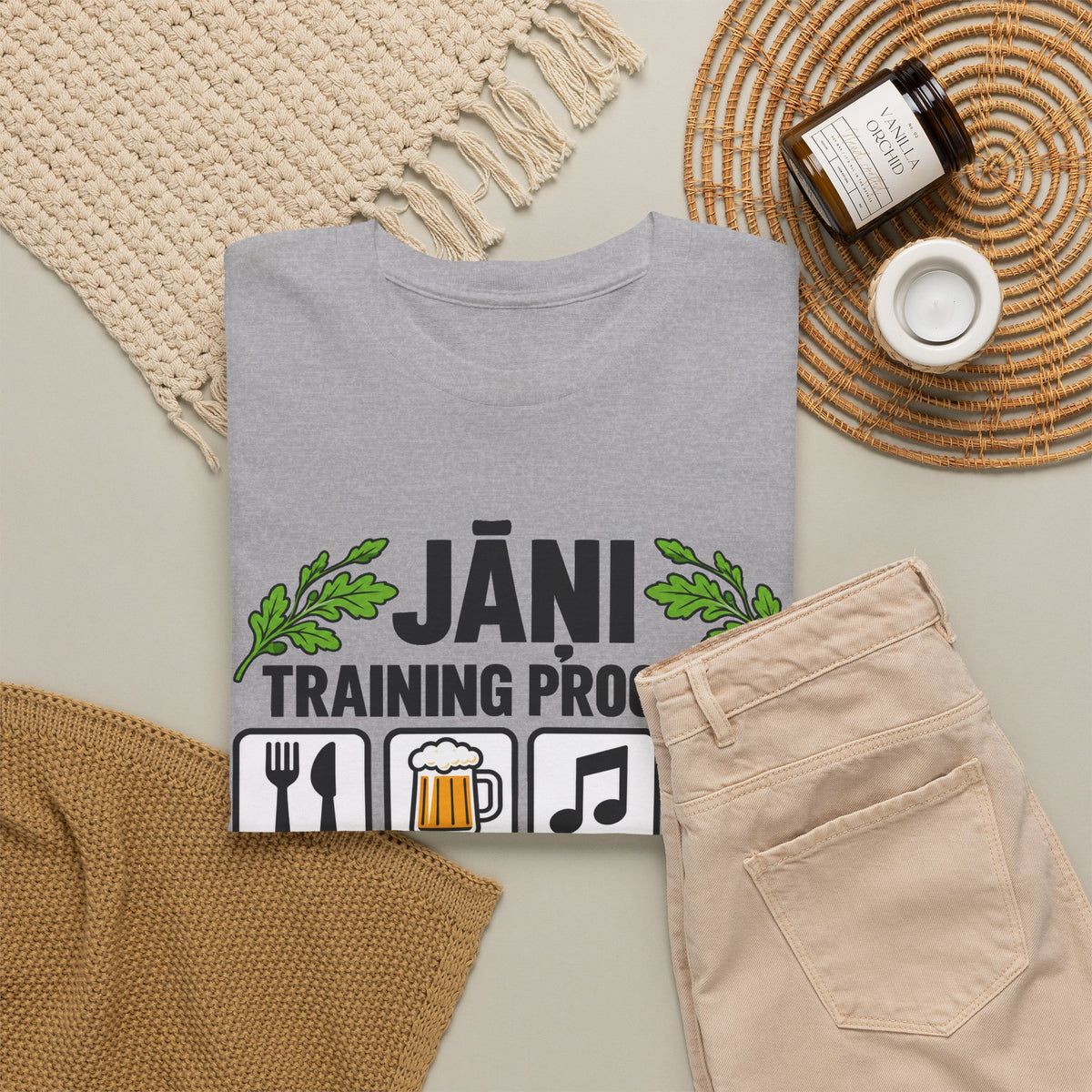 Jāņi Training Program T-Shirt | Latvian Midsummer Gift | White Text | BalticAF