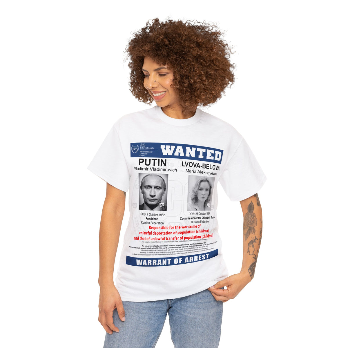 Justice for Ukraine's Children: Wanted War Criminals T-Shirt - Unisex T-Shirt