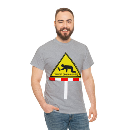 DRU**** PEOPLE CROSSING FUNNY SIGN T-SHIRT - Unisex Heavy Cotton Tee - AUS