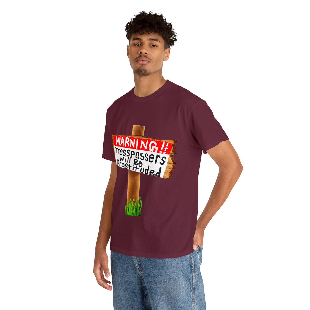 WARNING TRESSPASSERS WILL BE PROSTITUDED - Funny Unisex Heavy Cotton Tee - AUS