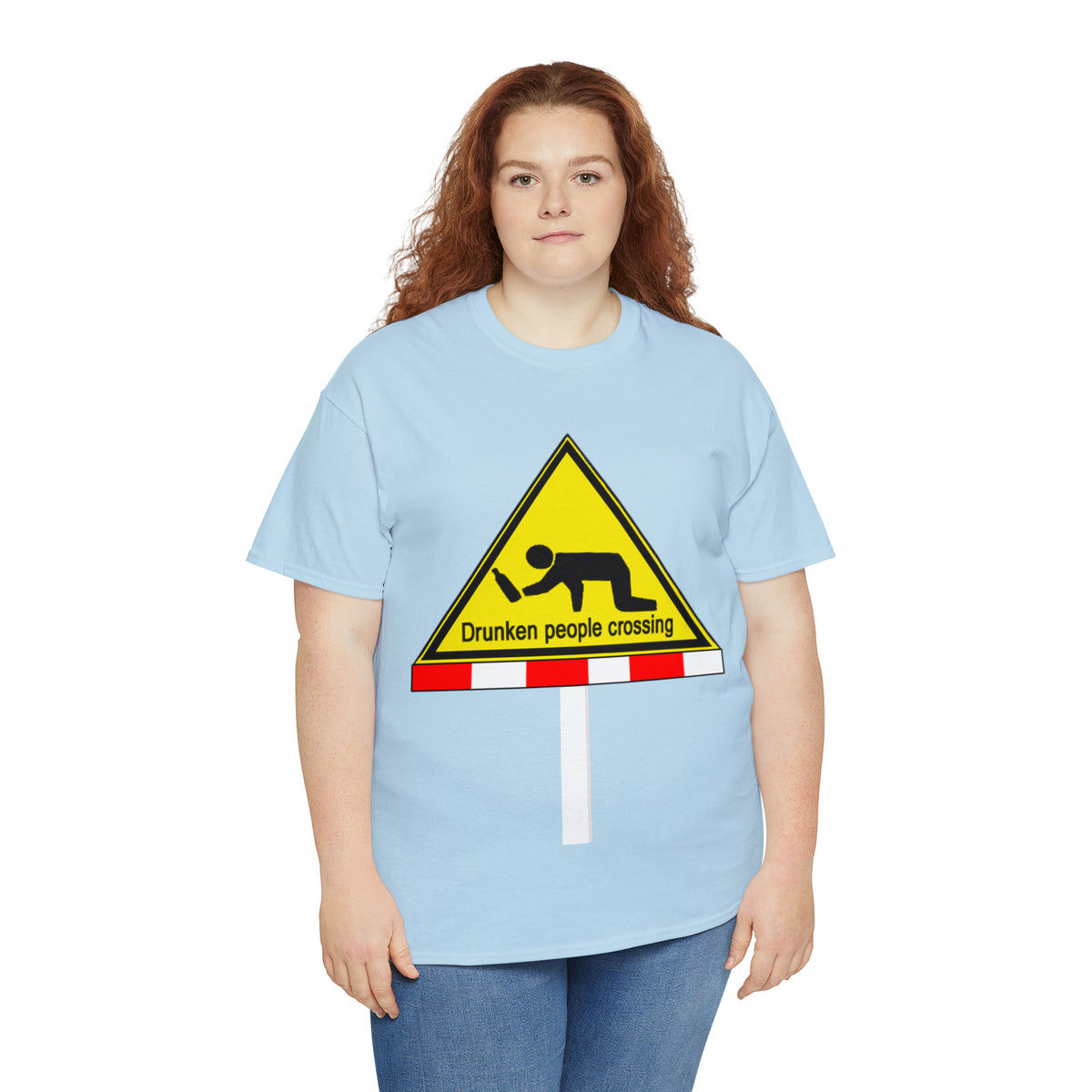 DRU**** PEOPLE CROSSING FUNNY SIGN T-SHIRT - Unisex Heavy Cotton Tee - AUS