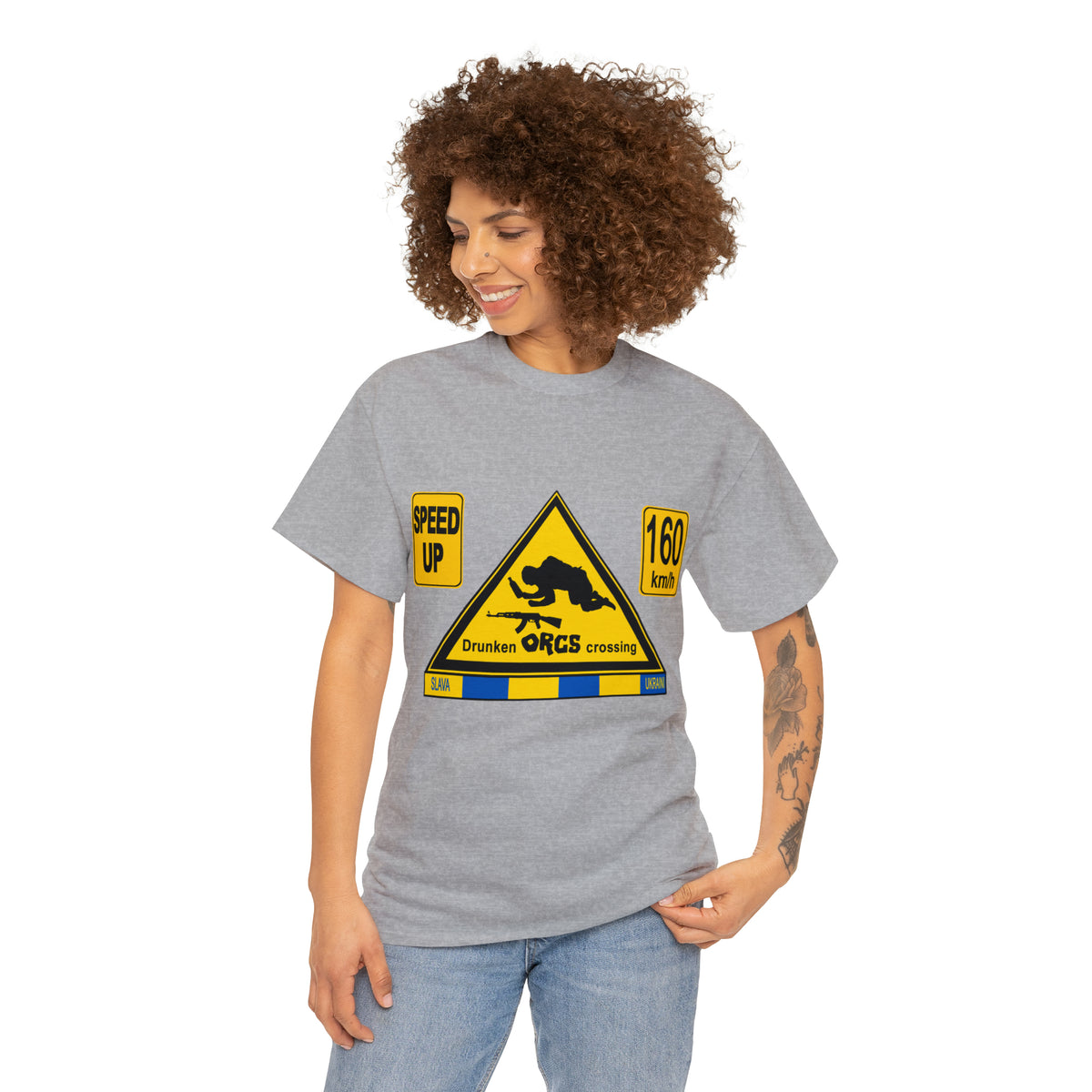 DRU**** ORCS CROSSING - 160 Km/h/SPEED UP - Unisex Heavy Cotton Tee - AUS