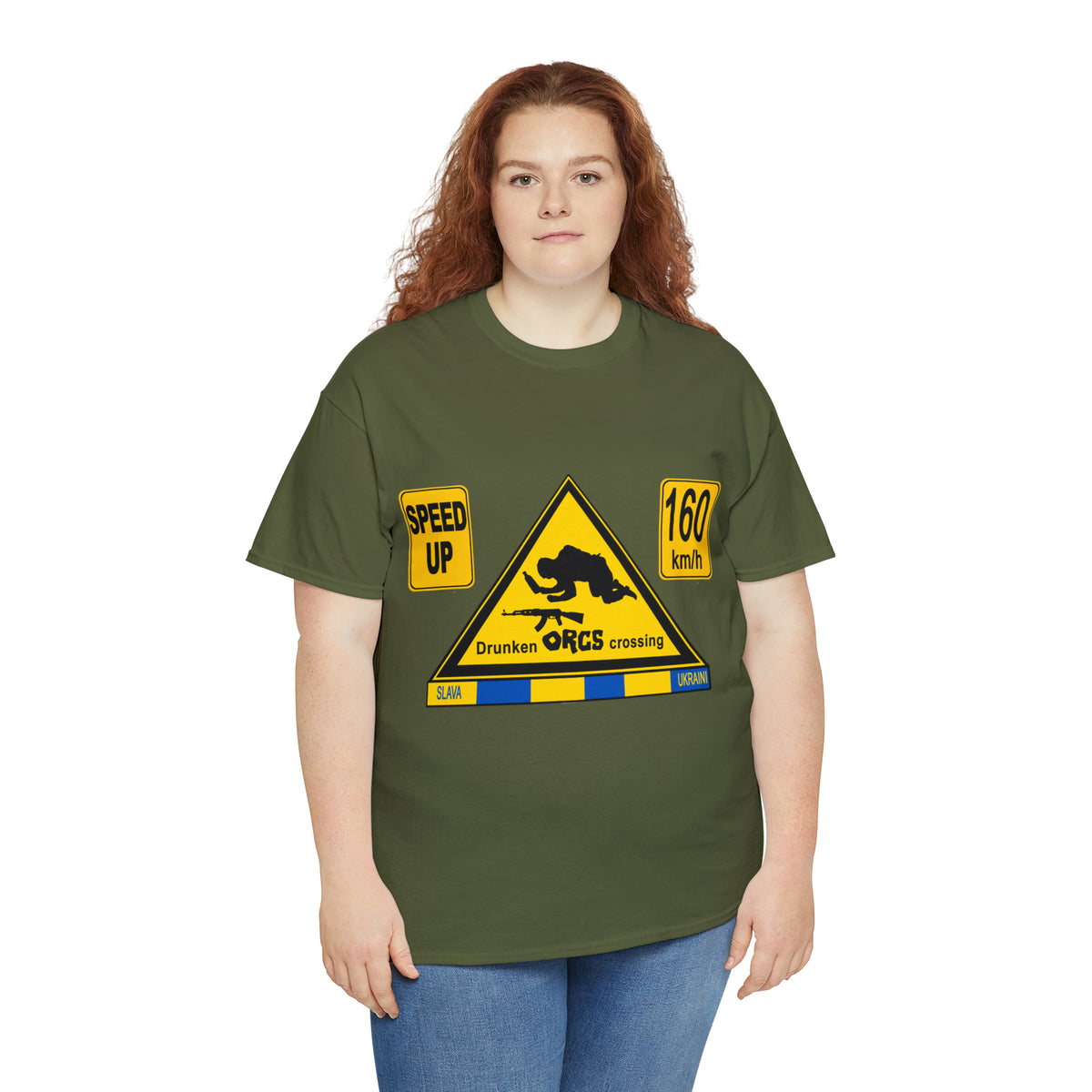DRU**** ORCS CROSSING - 160 Km/h/SPEED UP - Unisex Heavy Cotton Tee - AUS