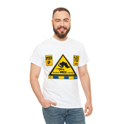 DRU**** ORCS CROSSING - 160 Km/h/SPEED UP - Unisex Heavy Cotton Tee - AUS
