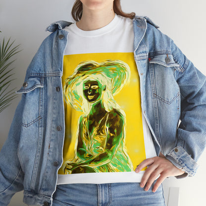 LADY IN SUN HAT (an Inversion in Blue) - Airt on a Shirt  - Unisex Heavy Cotton Tee - AUS