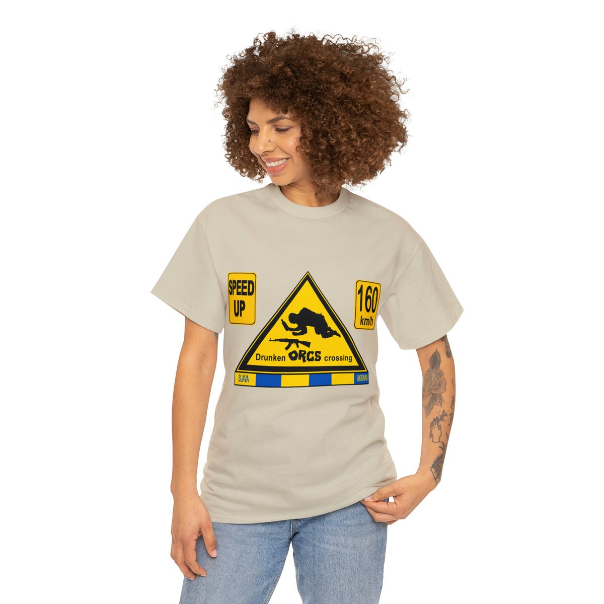 DRU**** ORCS CROSSING - 160 Km/h/SPEED UP - Unisex Heavy Cotton Tee - AUS