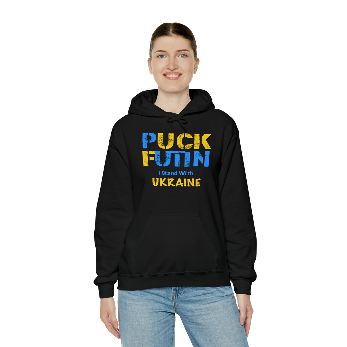 "P*** FUTI*" I Stand With UKRAINE - Unisex Heavy Blend™ Hooded Sweatshirt