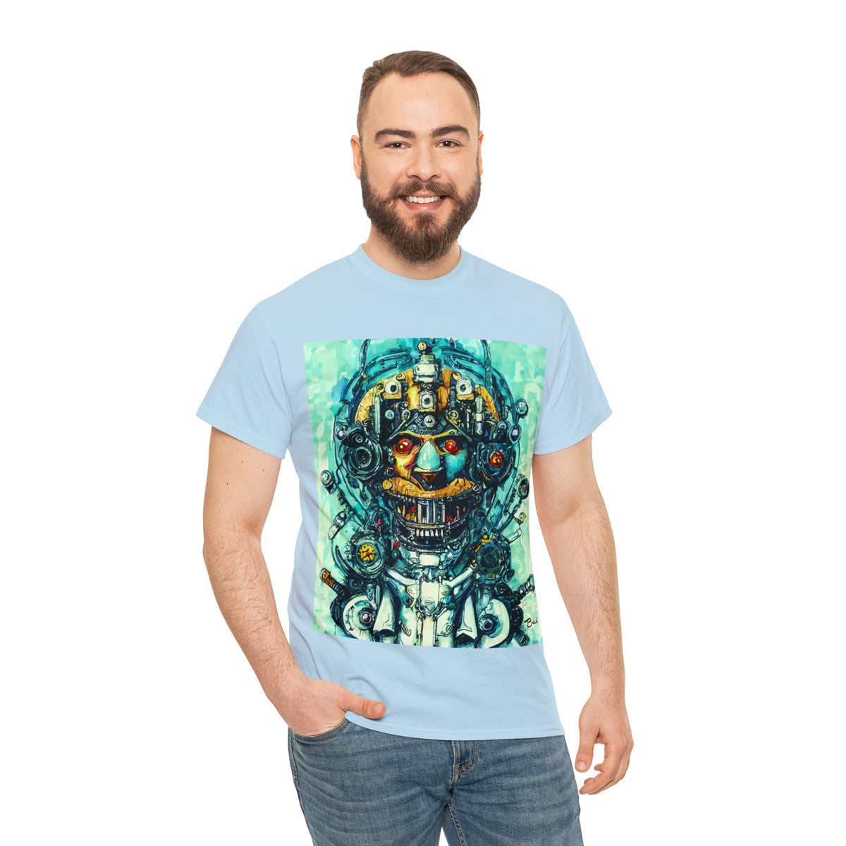 CYBERPUNK STEAMPUNK AUTON - Airt on a Shirt  - Unisex Heavy Cotton Tee - AUS