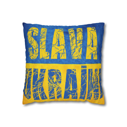 SLAVA UKRAINI & TRIDENT FLAG - Spun Polyester Pillowcase