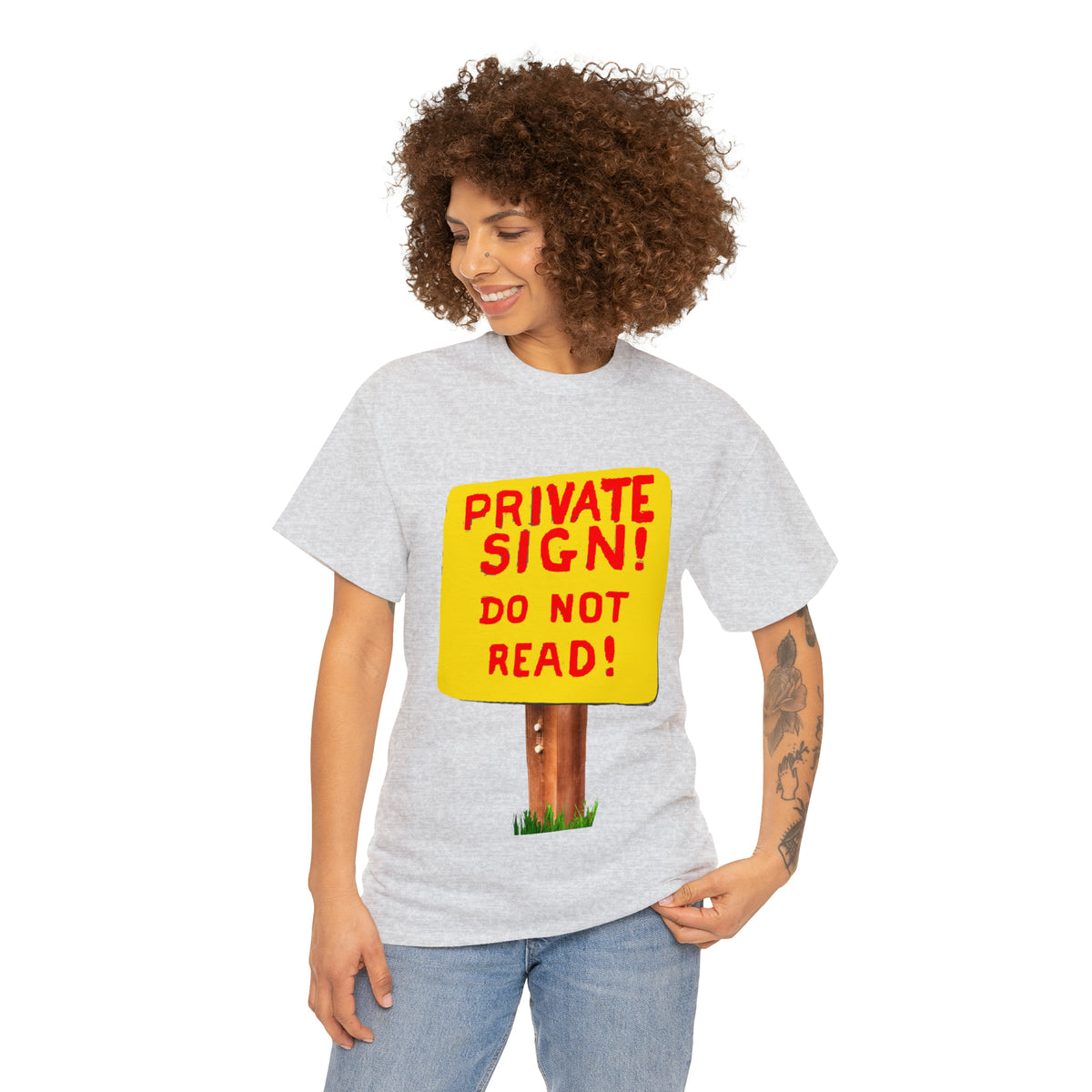 PRIVATE SIGN! DO NOT READ! Silly Sign - Unisex Heavy Cotton Tee - AUS