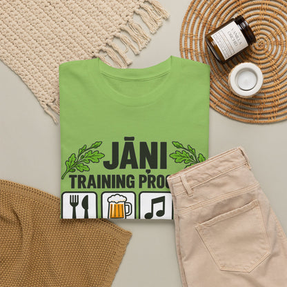 Jāņi Training Program T-Shirt | Latvian Midsummer Gift | White Text | BalticAF