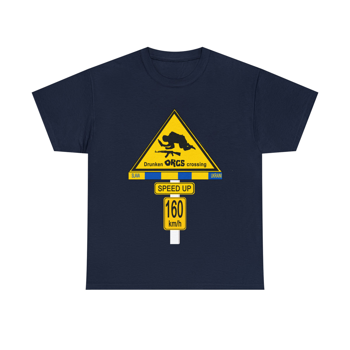 DRU**** ORCS CROSSING UKRAINE SUPPORTER T-SHIRT - Unisex Heavy Cotton Tee - AUS