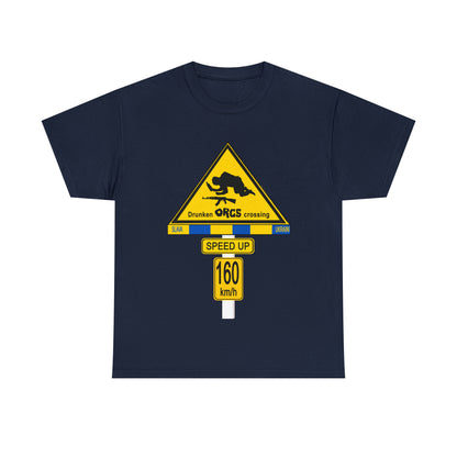 DRU**** ORCS CROSSING UKRAINE SUPPORTER T-SHIRT - Unisex Heavy Cotton Tee - AUS