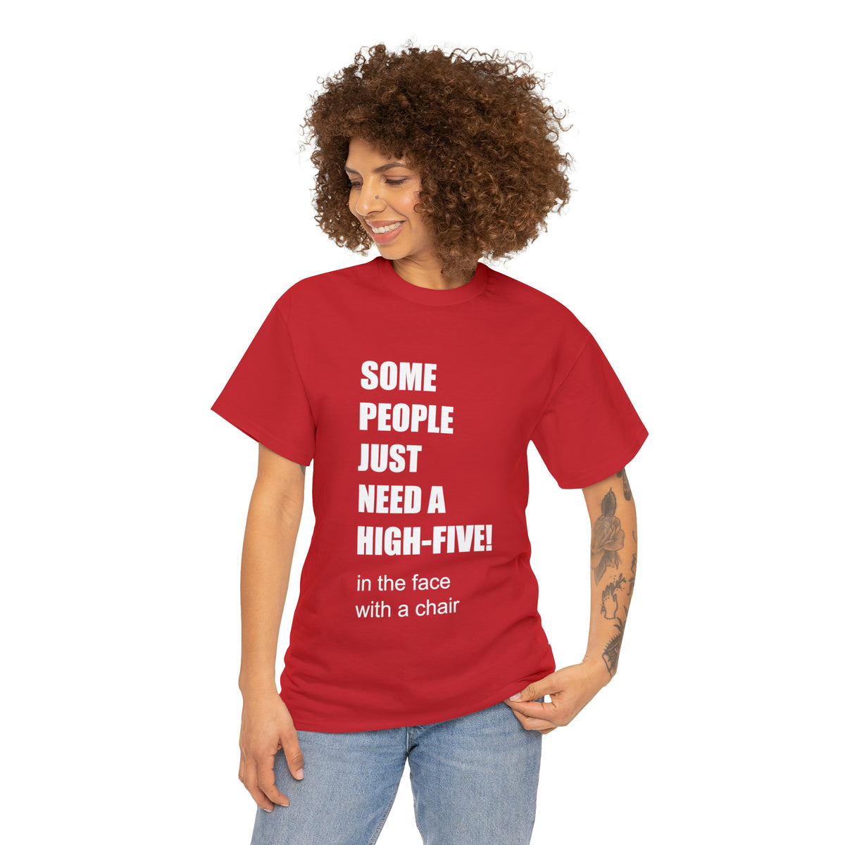 SOME PEOPLE NEED A HIGH-FIVE - Unisex Heavy Cotton Tee - AUS