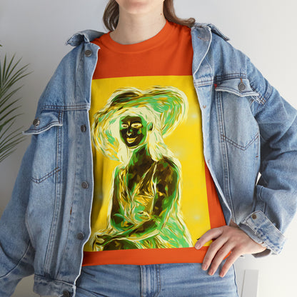 LADY IN SUN HAT (an Inversion in Blue) - Airt on a Shirt  - Unisex Heavy Cotton Tee - AUS