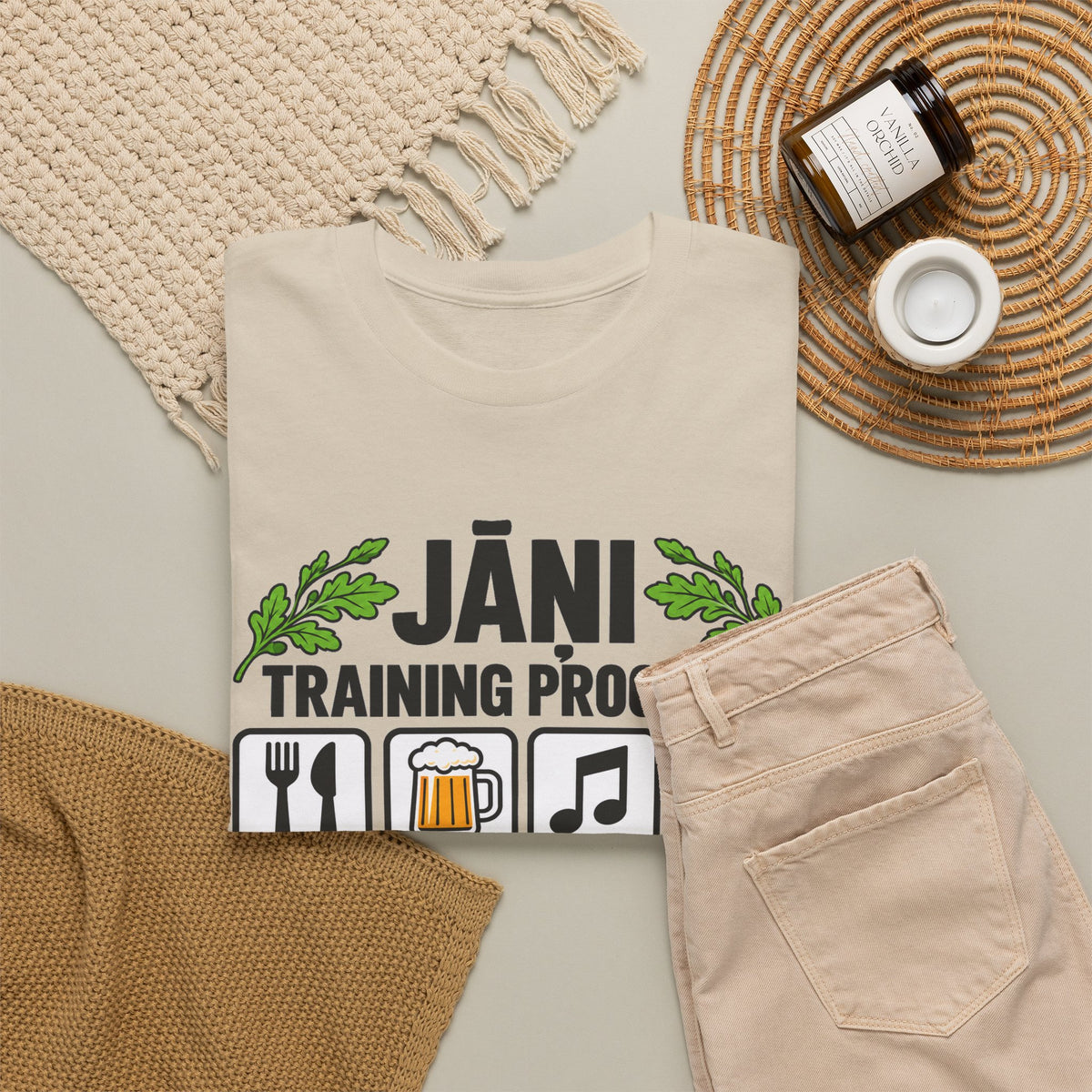 Jāņi Training Program T-Shirt | Latvian Midsummer Gift | White Text | BalticAF