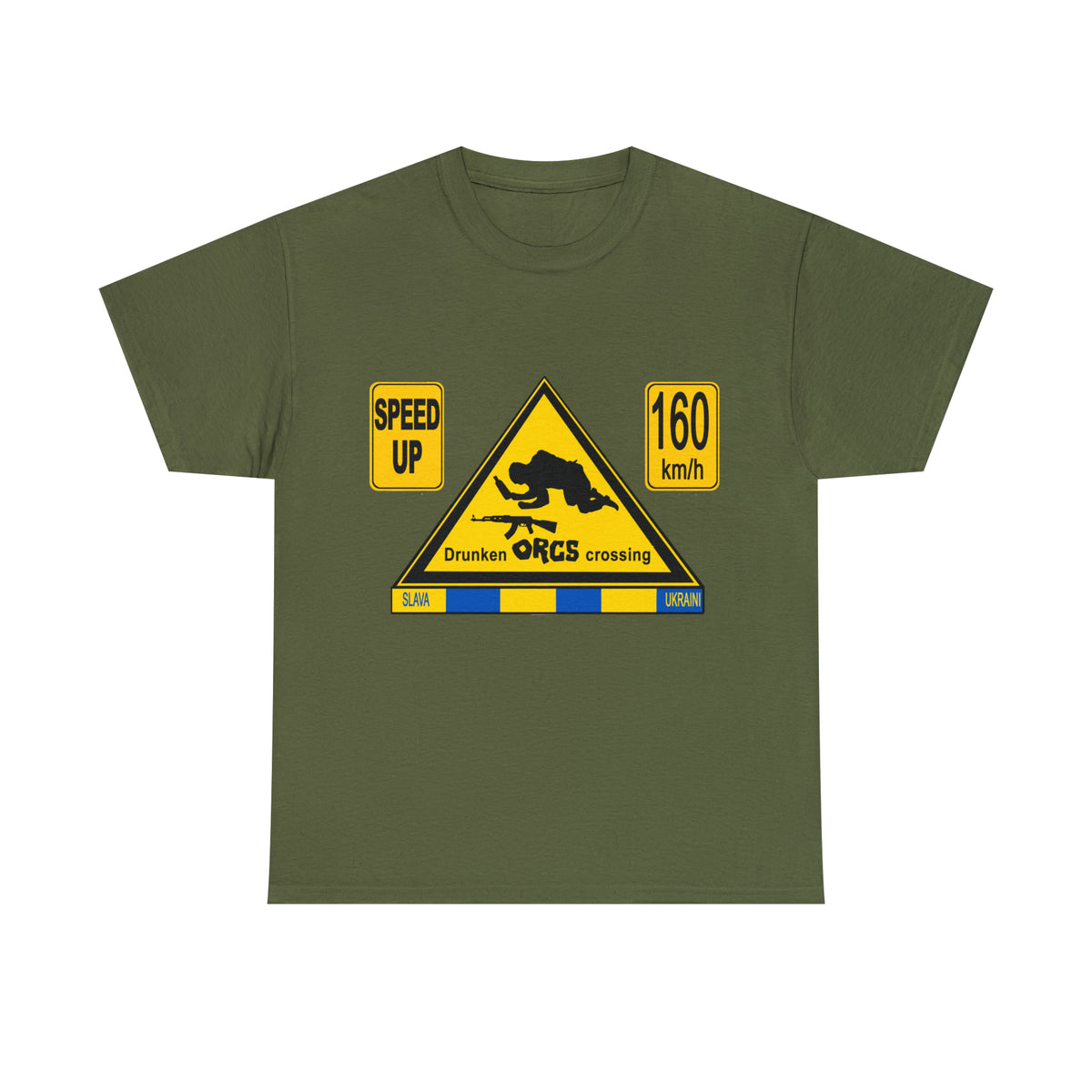 DRU**** ORCS CROSSING - 160 Km/h/SPEED UP - Unisex Heavy Cotton Tee - AUS