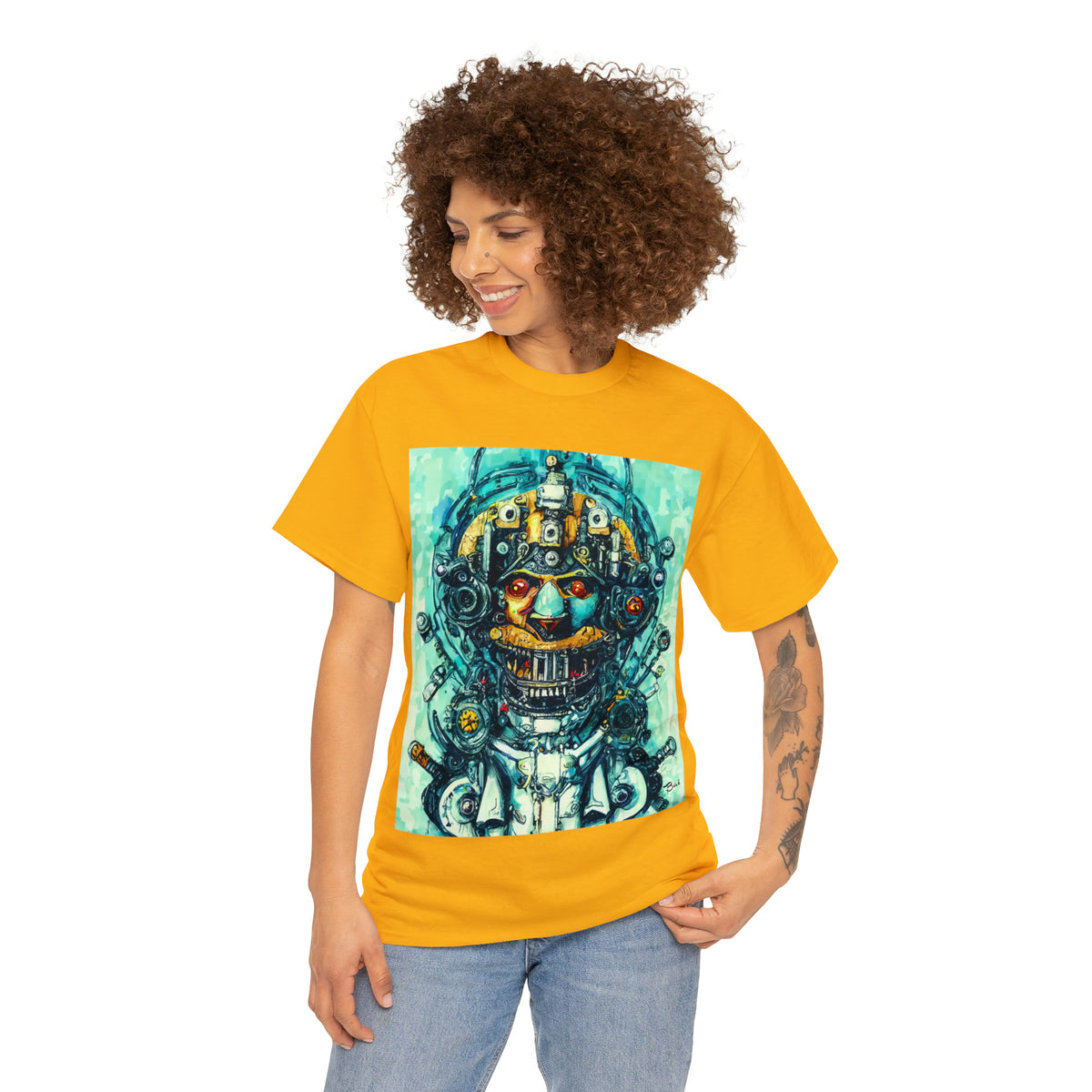 CYBERPUNK STEAMPUNK AUTON - Airt on a Shirt  - Unisex Heavy Cotton Tee - AUS