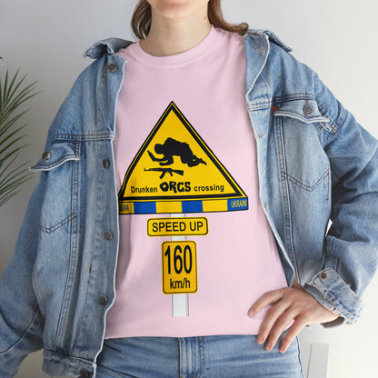 DRU**** ORCS CROSSING UKRAINE SUPPORTER T-SHIRT - Unisex Heavy Cotton Tee - AUS