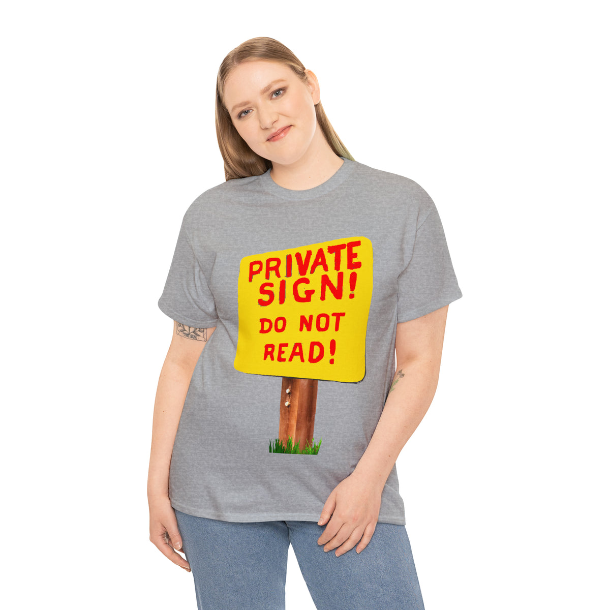 PRIVATE SIGN! DO NOT READ! Silly Sign - Unisex Heavy Cotton Tee - AUS