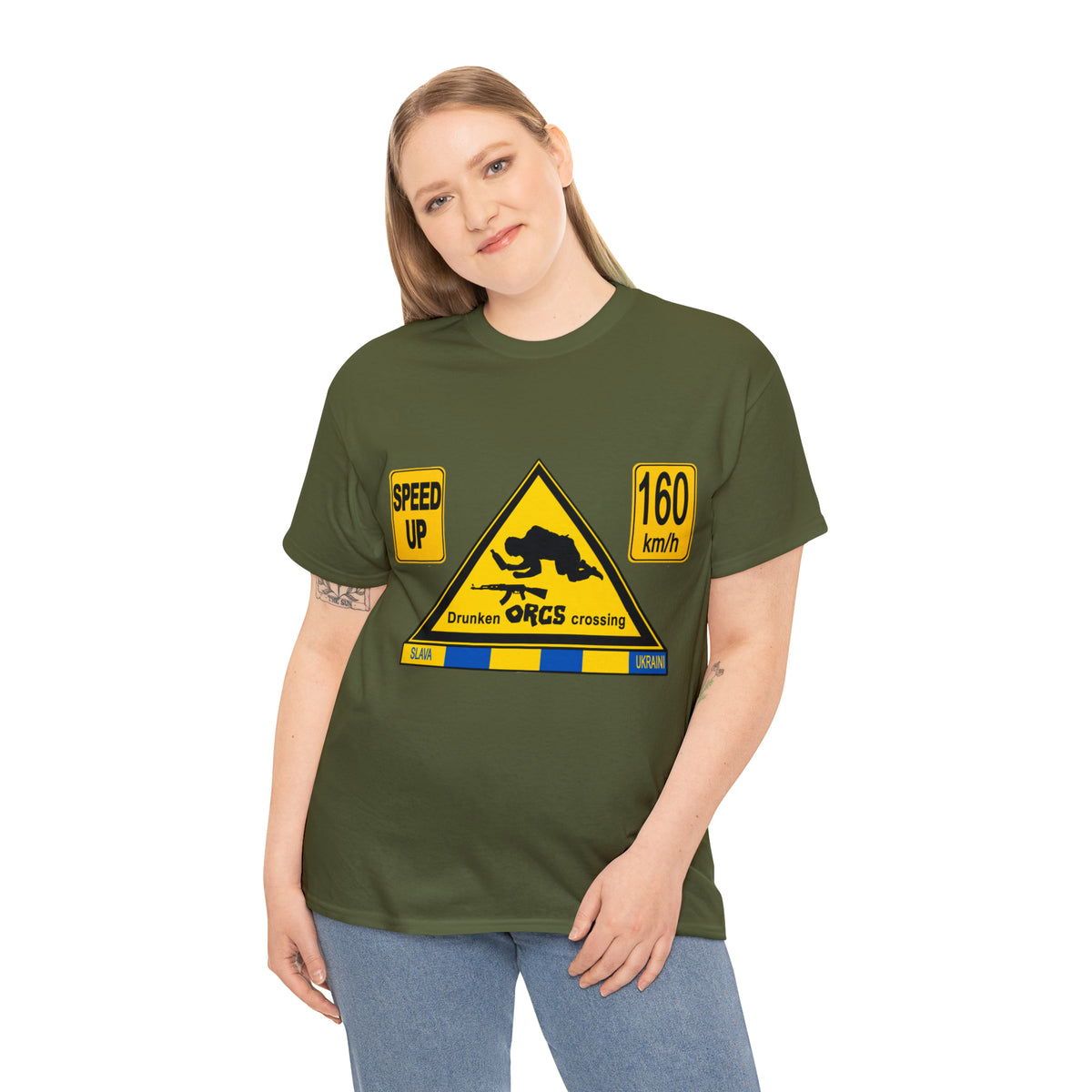 DRU**** ORCS CROSSING - 160 Km/h/SPEED UP - Unisex Heavy Cotton Tee - AUS