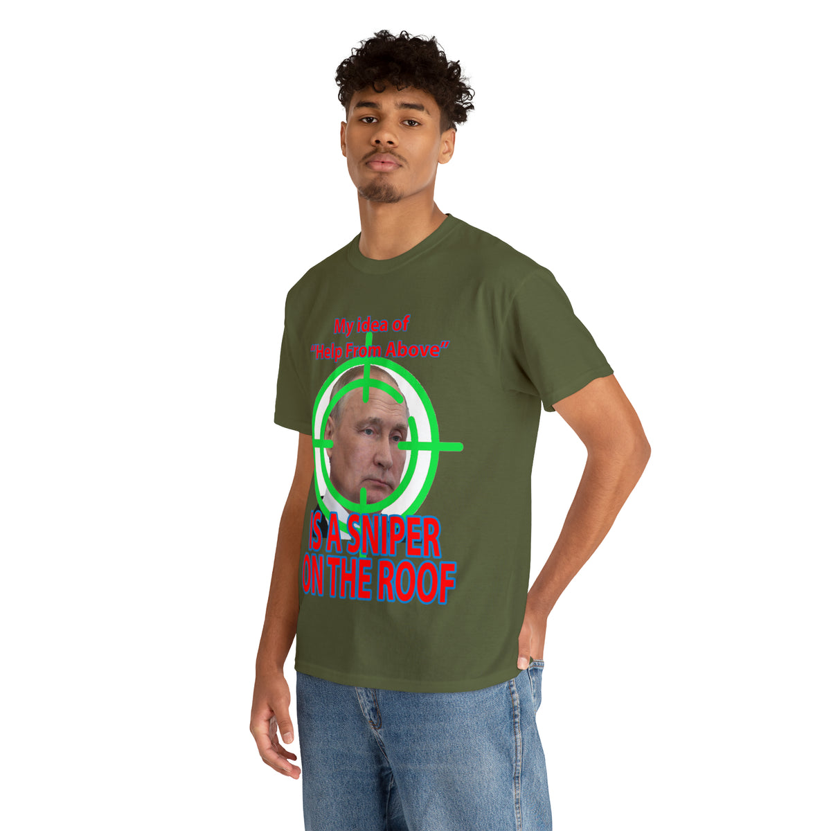 Help from Above SNIPER ON THE ROOF - Funny Unisex Heavy Cotton Tee - AUS