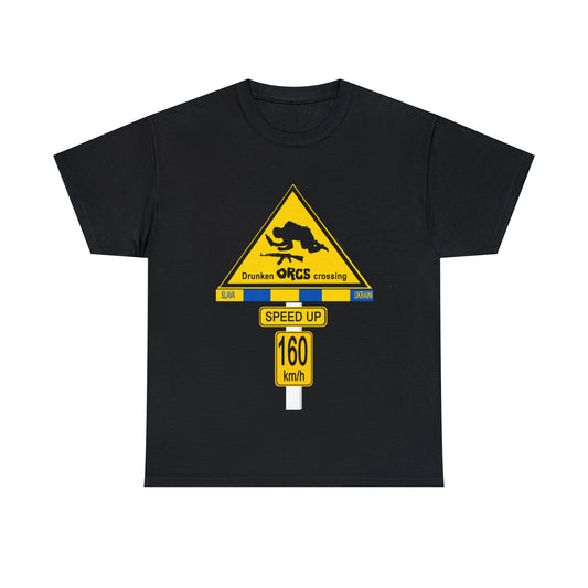 DRU**** ORCS CROSSING UKRAINE SUPPORTER T-SHIRT - Unisex Heavy Cotton Tee - AUS