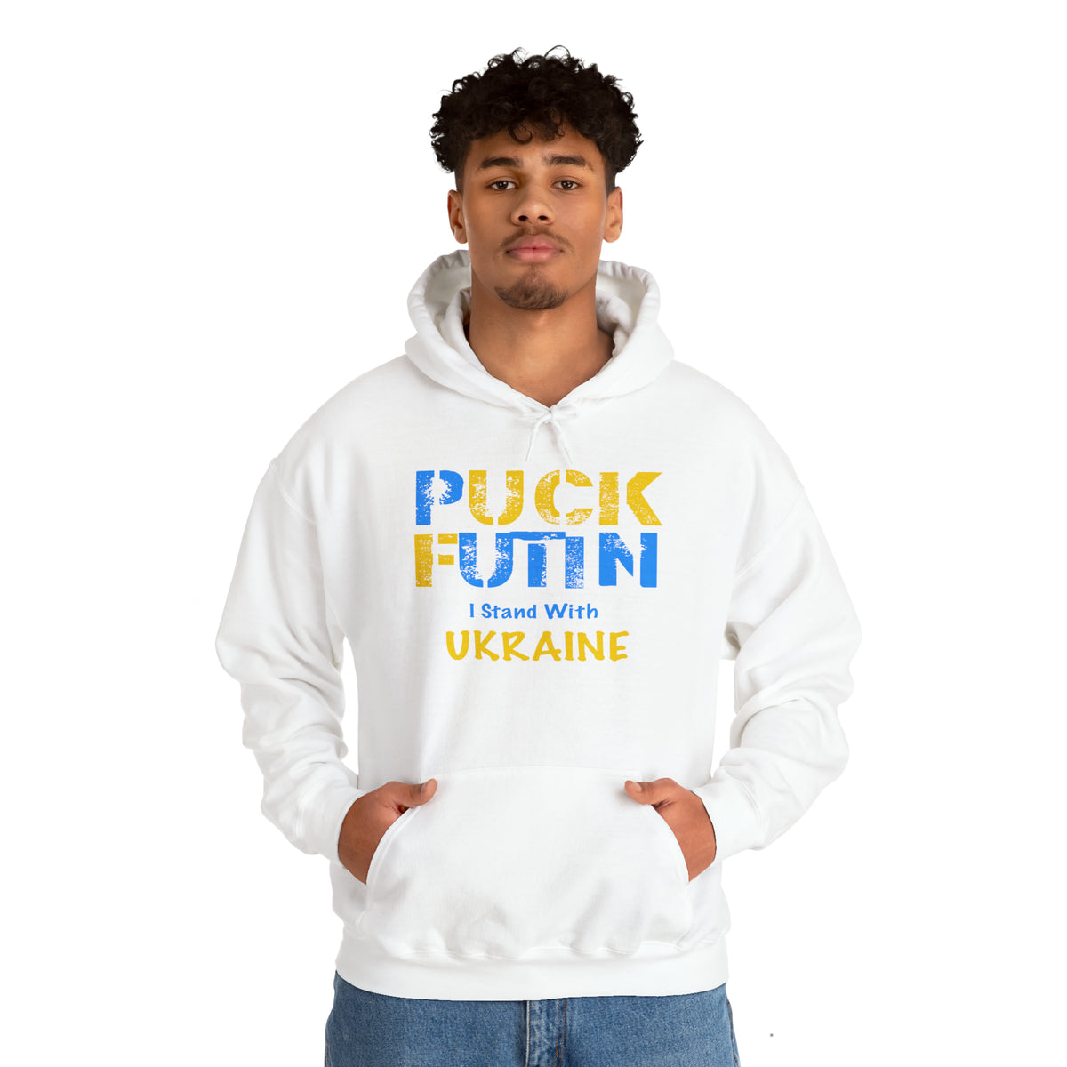 "P*** FUTI*" I Stand With UKRAINE - Unisex Heavy Blend™ Hooded Sweatshirt