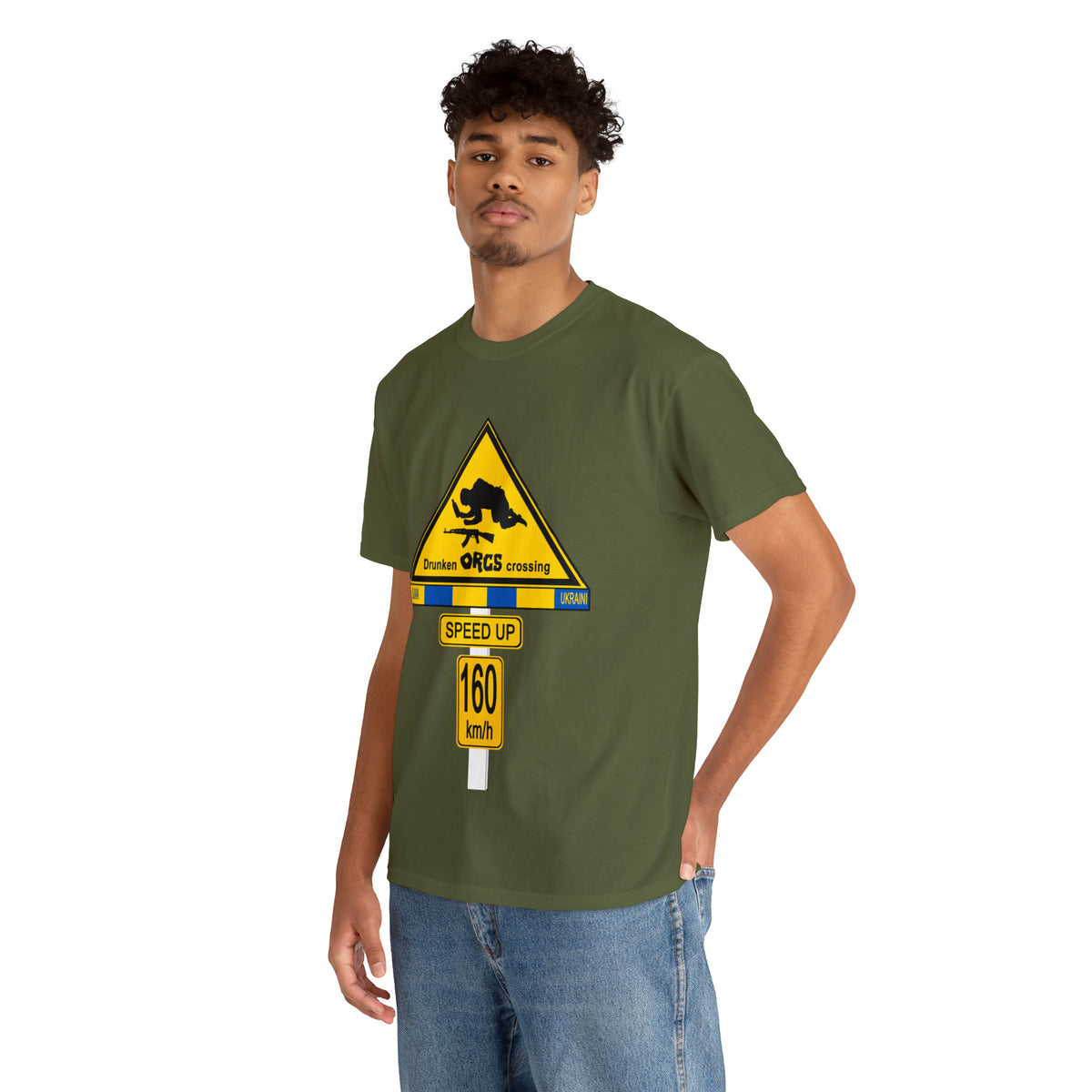 DRU**** ORCS CROSSING UKRAINE SUPPORTER T-SHIRT - Unisex Heavy Cotton Tee - AUS