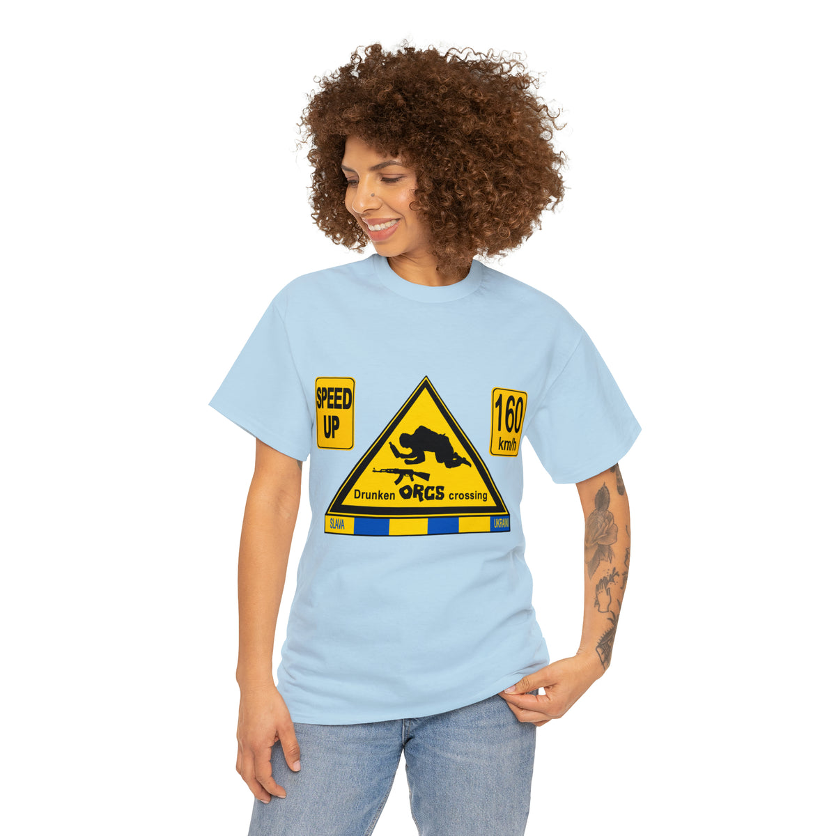 DRU**** ORCS CROSSING - 160 Km/h/SPEED UP - Unisex Heavy Cotton Tee - AUS