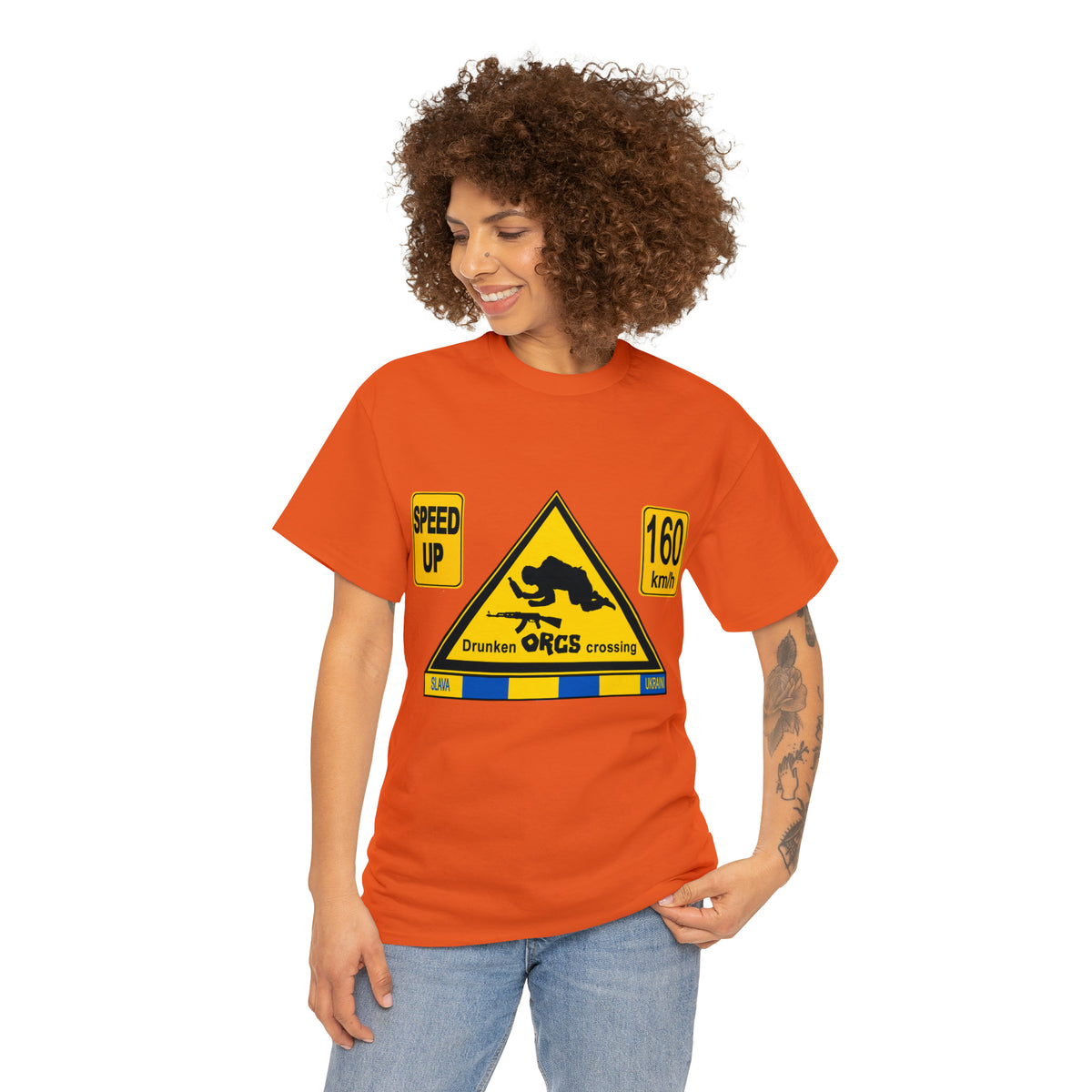 DRU**** ORCS CROSSING - 160 Km/h/SPEED UP - Unisex Heavy Cotton Tee - AUS