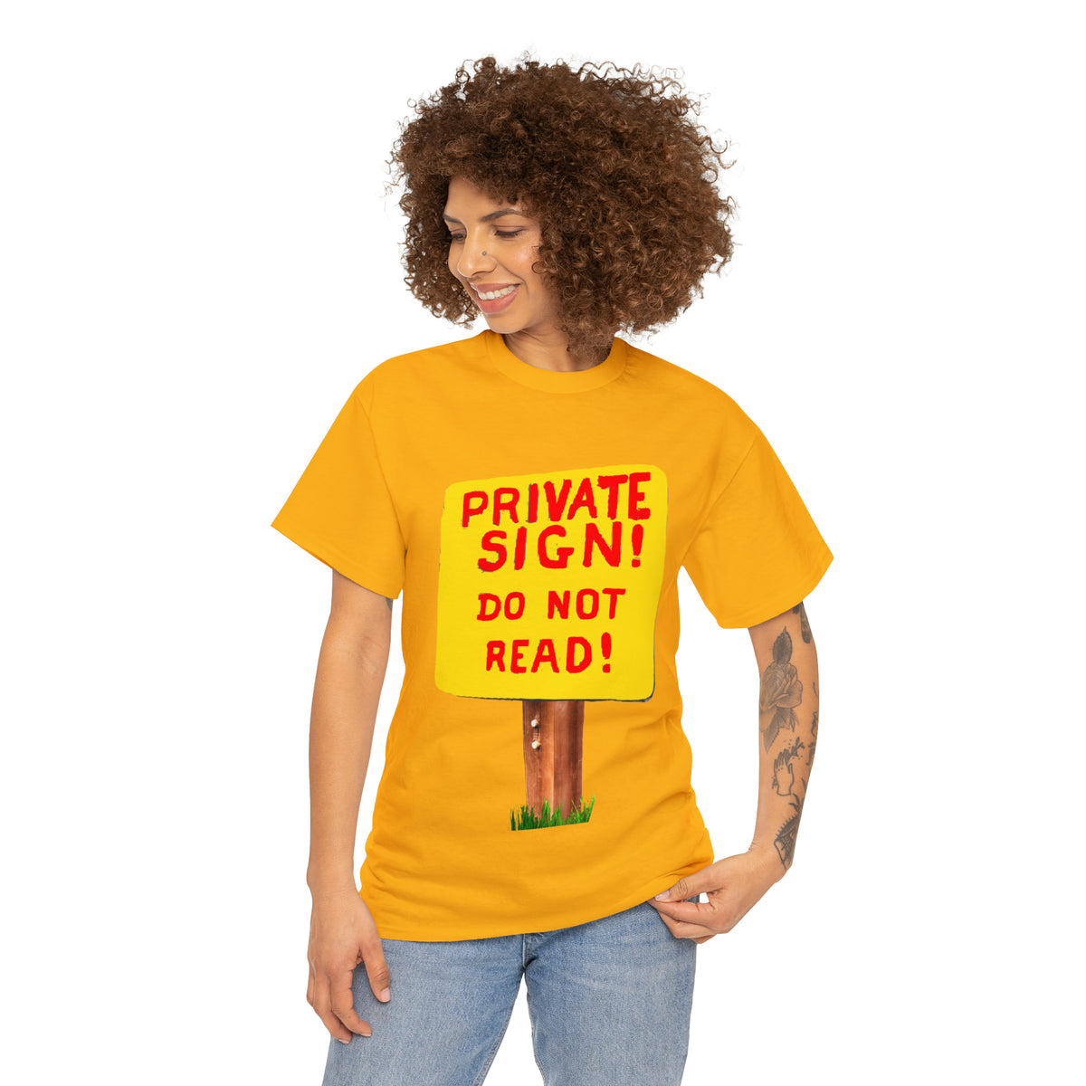 PRIVATE SIGN! DO NOT READ! Silly Sign - Unisex Heavy Cotton Tee - AUS