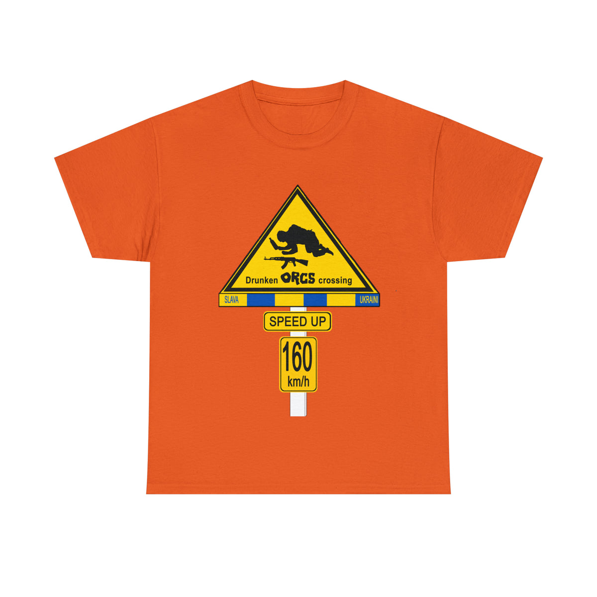 DRU**** ORCS CROSSING UKRAINE SUPPORTER T-SHIRT - Unisex Heavy Cotton Tee - AUS