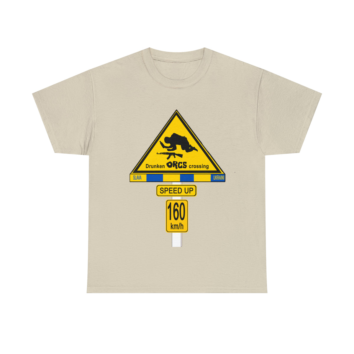 DRU**** ORCS CROSSING UKRAINE SUPPORTER T-SHIRT - Unisex Heavy Cotton Tee - AUS
