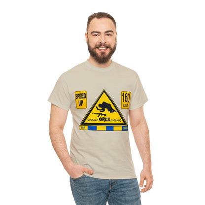 DRU**** ORCS CROSSING - 160 Km/h/SPEED UP - Unisex Heavy Cotton Tee - AUS