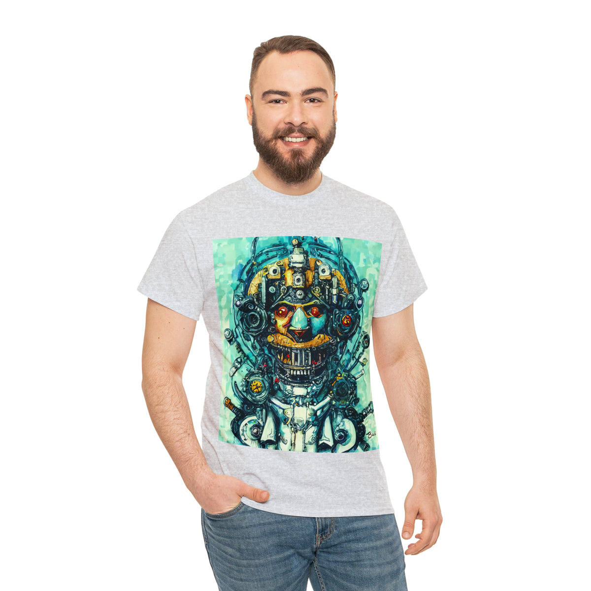 CYBERPUNK STEAMPUNK AUTON - Airt on a Shirt  - Unisex Heavy Cotton Tee - AUS