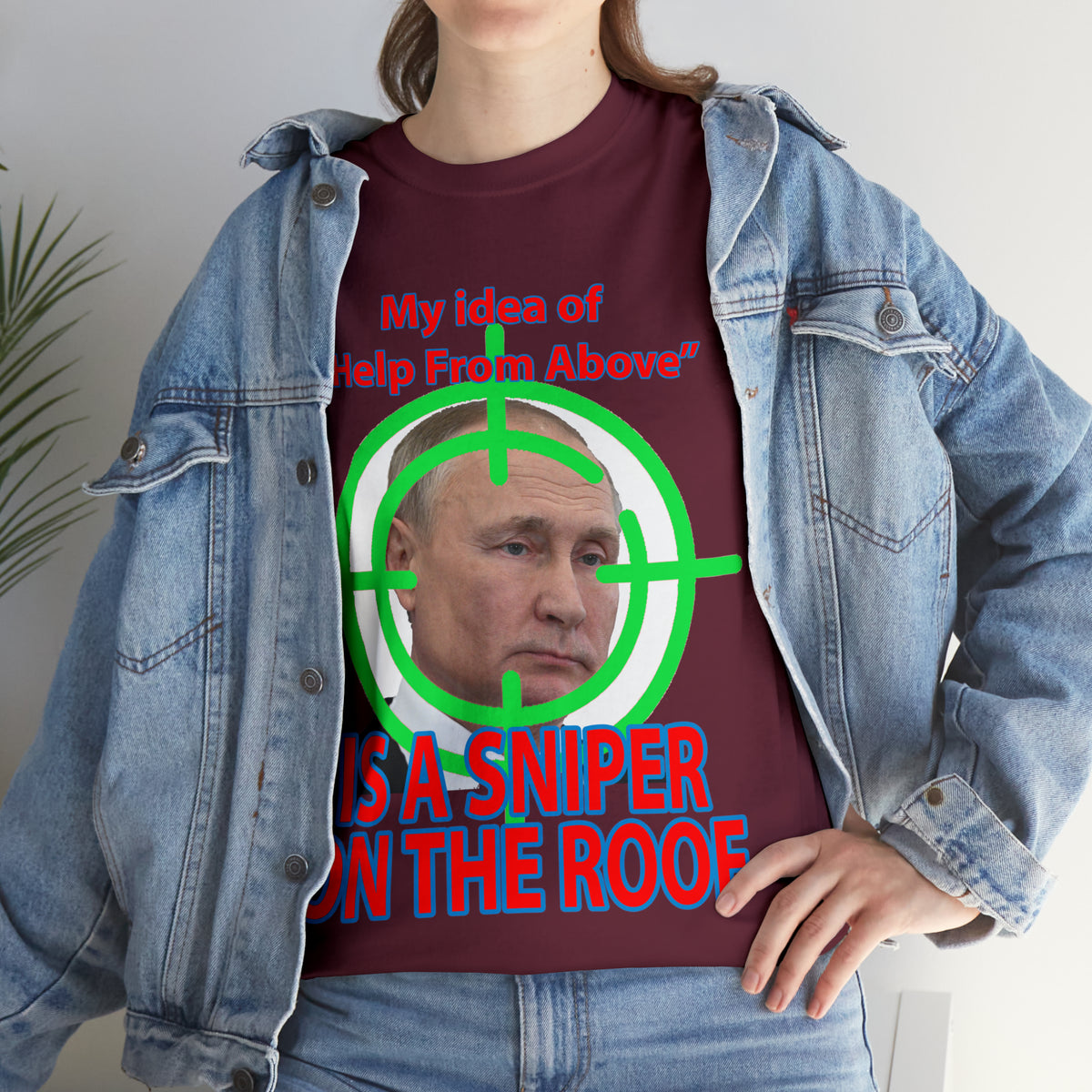 Help from Above SNIPER ON THE ROOF - Funny Unisex Heavy Cotton Tee - AUS