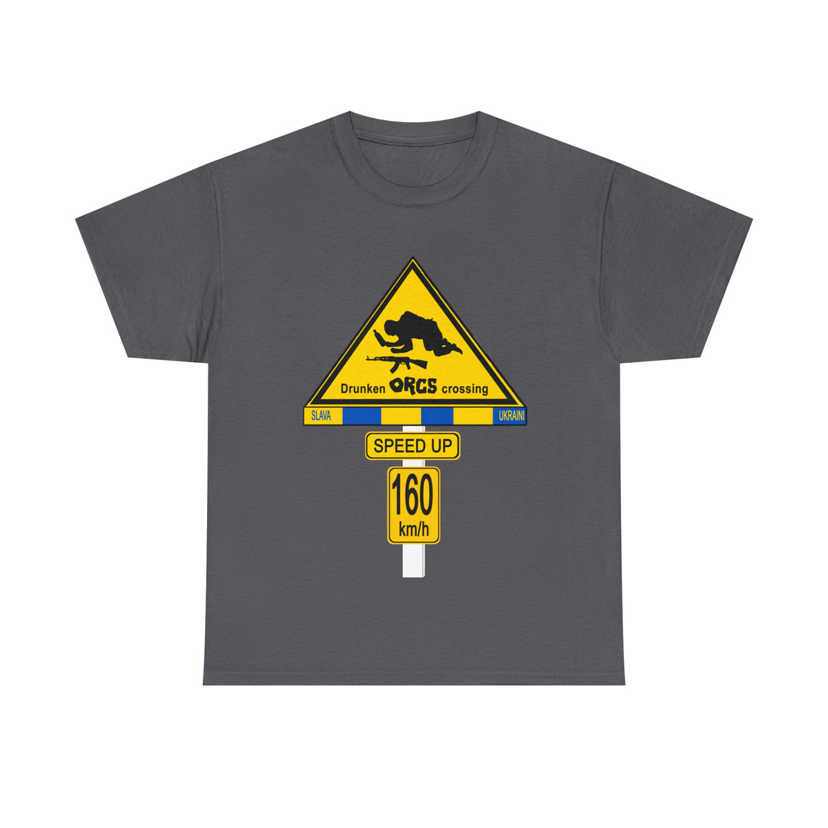 DRU**** ORCS CROSSING UKRAINE SUPPORTER T-SHIRT - Unisex Heavy Cotton Tee - AUS