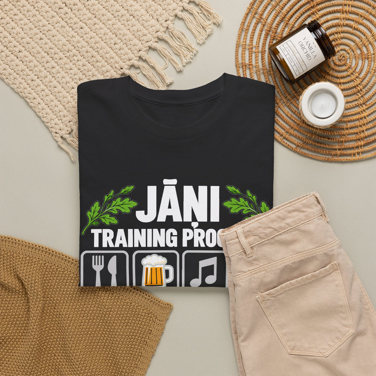Jāņi Training Program T-Shirt | Latvian Midsummer Gift | White Text | BalticAF