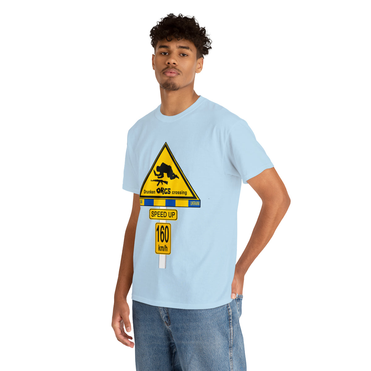 DRU**** ORCS CROSSING UKRAINE SUPPORTER T-SHIRT - Unisex Heavy Cotton Tee - AUS