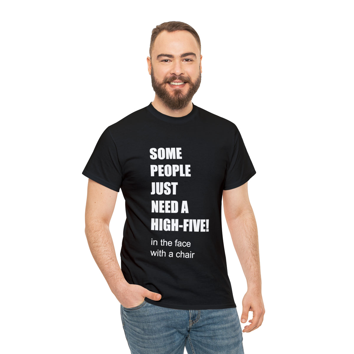 SOME PEOPLE NEED A HIGH-FIVE - Unisex Heavy Cotton Tee - AUS