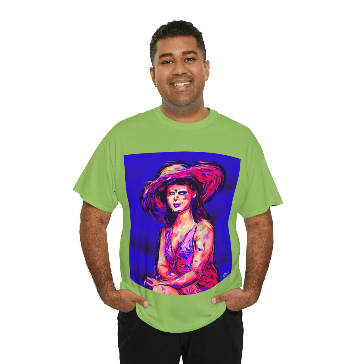 LADY IN SUN HAT - Airt on a Shirt  - Unisex Heavy Cotton Tee - AUS
