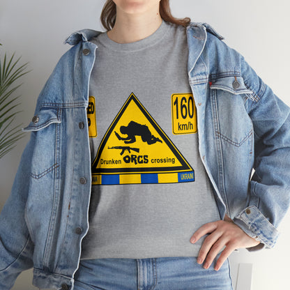 DRU**** ORCS CROSSING - 160 Km/h/SPEED UP - Unisex Heavy Cotton Tee - AUS